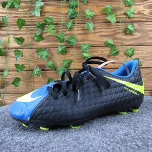 Nike Jr Hypervenom Phade III Boys 5 Black Blue Volt Synthetic FG Soccer Cleats